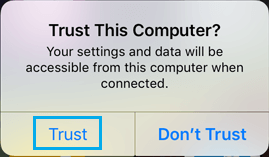 Trust This Computer Prompt de iTunes en el iPhone