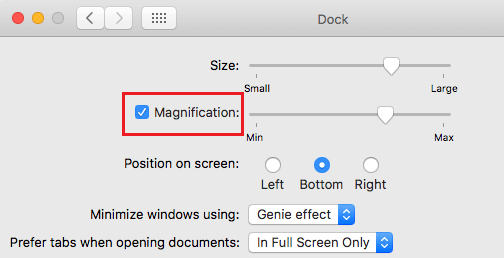 Turn on Dock Magnification on Mac