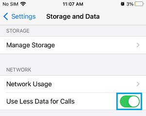 Enable Use Less Data for Calls Option on iPhone
