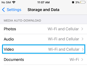WhatsApp Videos Auto Download Settings Option on iPhone
