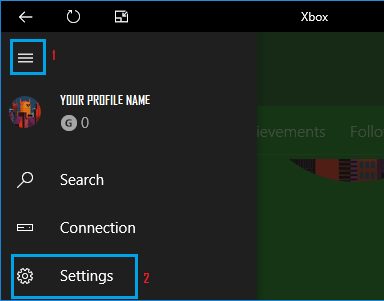 Xbox App Settings Option in Windows 10
