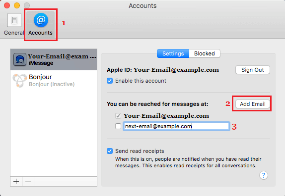 Add New Email Address to Messages App on Mac