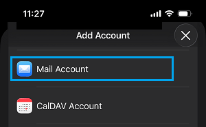 Manually Add Email Account Option on iPhone
