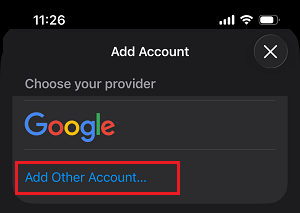 Add Other Email Account Option on iPhone