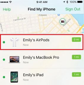 AirPods Listed in Find My iPhone Service