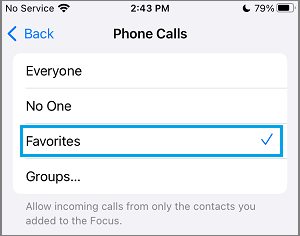 Allow Calls from Favorites During Do Not Disturb Period on iPhone