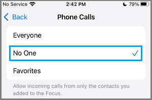 Allow Calls Fron No One During DND Period on iPhone