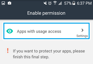 Apps with Usage Access Tab in App Lock App