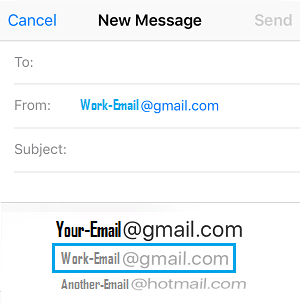 Select Email Account to Send Email From on iPhone