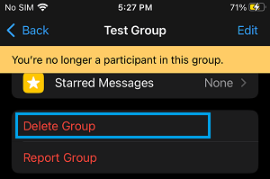 Delete Group Option in WhatsApp