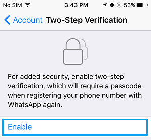 Enable Two Step Verification For WhatsApp On iPhone