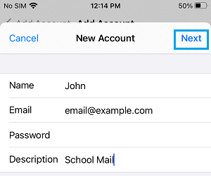 Add New Email Account to iPhone