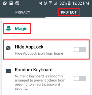Hide AppLock Option on Android
