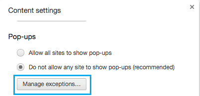 Manage Exceptions For Pop-ups in Chrome Browser