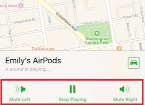 Mute Left and Right Option in Find My AirPods Service