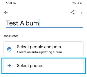 Name Album in Google Photos
