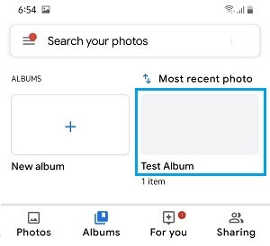 Select Album in Android Photos App