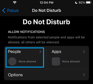 Select People to Add to Do Not Disturb On iPhone