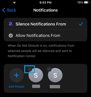 Remove People from Do Not Disturb on iPhone