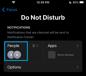 Remove People from Do Not Disturb Option on iPhone