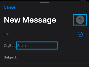 Select Email Account For Option on iPhone