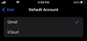 Choose Default Account on iPhone