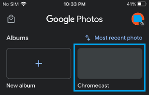 Select Chromecast Album in Google Photos