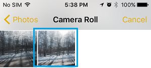 Select Photo on iPhone Camera Roll