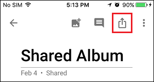 Share Icon in Google Photos App