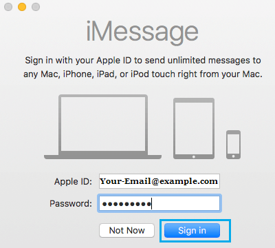 Sign-in to Messages App on Mac Using Apple ID