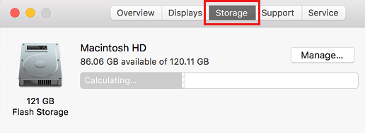 Storage Tab on About This Mac Screen