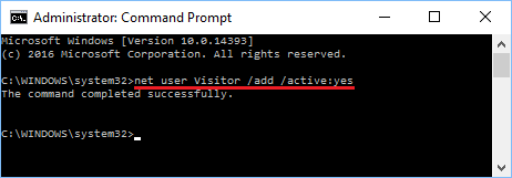 Add Guest User Account in Windows 10 Using Command Prompt