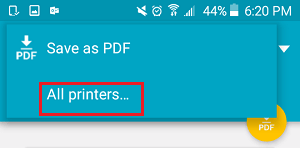 All Printers Option On Android Phone