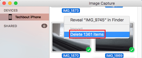 Bulk Delete iPhone Photos Using Image Capture App on Mac