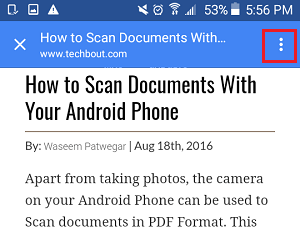 3-dots Menu Icon in Chrome Browser On Android Phone