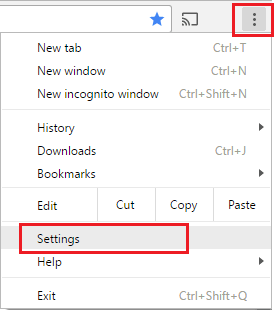 Chrome Menu Icon and Settings Option