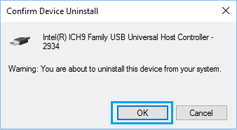 Confirm Driver Uninstall Pop up in Windows 10