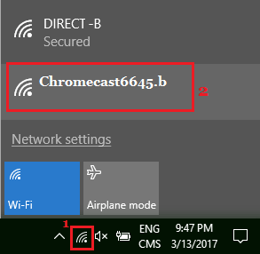 Connect to Chromecast Network in Windows 10
