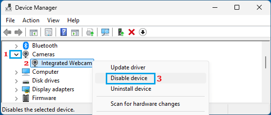 Disable Camera Using Device Manager