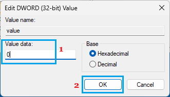 Edit Value DWORD to Disable Camera