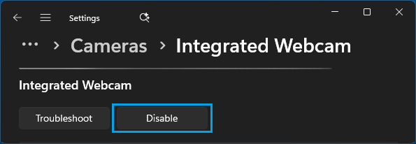 Disable Camera Option in Windows