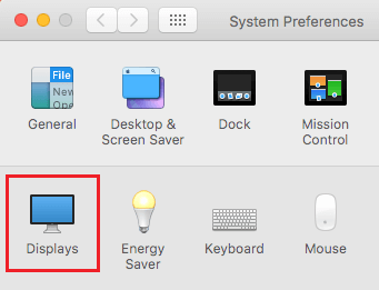 Displays Settings Option on Mac