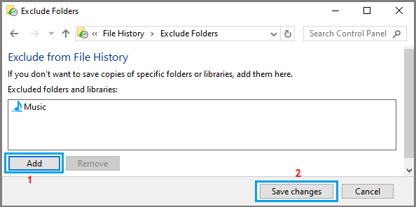 Select Folders to Exclude From File History Backups