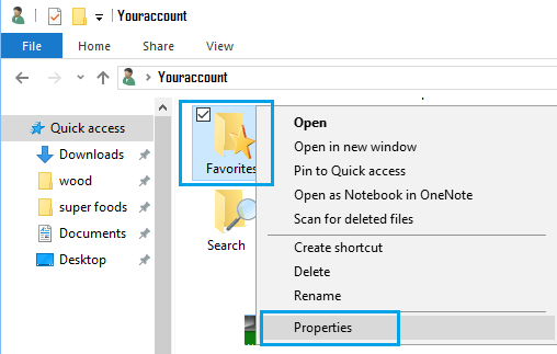 Check Properties of Favorites Folder in Windows 10