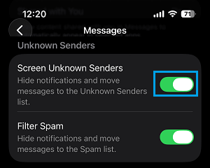 Filter Messages From Unknown Senders on iPhone - Techbout