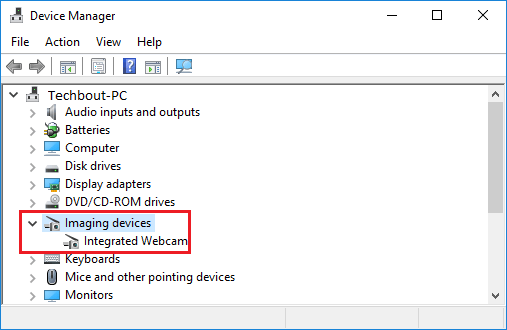 Imaging Devices Option in Device Manager Windows 10