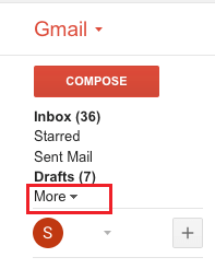 More Option in Gmail