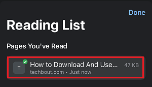 Open Article for Offline Reading in Chrome Browser on iPhone