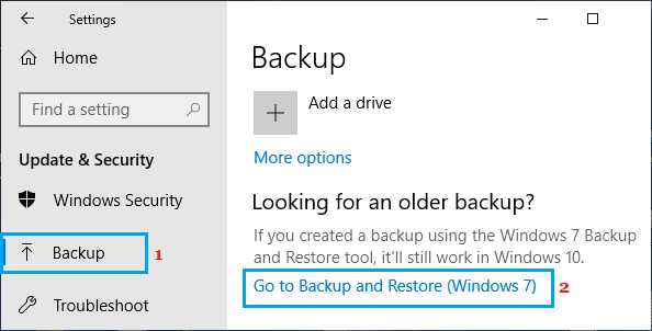 Back up Computer using Backup and Restore