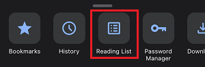 Open Reading List Option in Chrome browser on iPhone